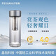 飛劍（feijian）官方旗艦純鈦雙層玻璃杯大容量男士高檔泡茶水杯抗菌防燙茶杯禮盒 TG-035-06A流光銀_350ml【純鈦杯蓋 茶隔】