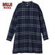 MUJI MUJI 女式 棉法蘭絨 格子束腰長(cháng)上衣  綠色 XS-S