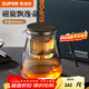 蘇泊爾（SUPOR）磁吸飄逸杯過(guò)濾泡茶壺全玻璃耐高溫一鍵茶水分離神器非按壓 飄逸杯880ml