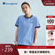 Champion冠軍拼色短袖T恤女25春夏青春校園風(fēng)復古潮牌休閑 藍色 M