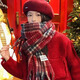 簡(jiǎn)輕逸新年紅色圍巾女圍脖秋冬季2025新款生日禮物本命年長(cháng)款格子高級感 拉毛圣誕紅格圍巾