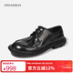 dreambox鈞博vibram夏季薄款男士休閑皮鞋水洗馬皮輕便透氣男鞋 黑色 41 男碼