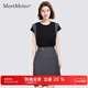 MeetMetro瑪依爾2025夏季新款撞色T恤高腰A字職業(yè)半裙時(shí)尚套裝女 拼色(黑+深灰) M