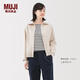 MUJI女式 米蘭諾羅紋編織 夾克衫 女裝外套25年冬季 BA1QHA5A 米白色 L （165/88A）