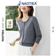 NAOTIEA納奧蒂爾小帆船提花波點(diǎn)針織保暖打底開(kāi)衫女2026春秋顯瘦品牌毛衣 灰色 S ( 建議80-110斤）