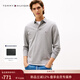 Tommy Hilfiger25秋冬新款男裝商務(wù)休閑青年純色小繡標修身翻領(lǐng)長(cháng)袖T恤POLO衫 深灰色P91 M