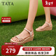 他她（TATA）絕美坡跟涼鞋女度假一字帶時(shí)裝涼鞋夏季7MY14BL4 金色 38