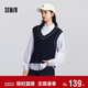 森馬（Semir）[商場(chǎng)同款]長(cháng)袖襯衫女襯衣V領(lǐng)背心2025春寬松兩件套101125105011