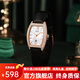 愛(ài)沃馳瑞士品牌十大名表手表女士酒桶型超薄小綠表時(shí)尚潮流防水日歷腕表 玫白皮帶/進(jìn)口機芯/定制刻字