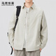 馬克華菲（MARK FAIRWHALE）長(cháng)袖襯衫男士春秋季工裝襯衣男潮牌休閑外套男裝上衣服 淺灰色 M