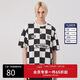 卡賓棋盤(pán)格T恤24夏新款寬松短袖字母印花商場(chǎng)同款H 杏色15  M 