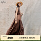 伊芙麗（eifini）伊芙麗高腰線(xiàn)蛋糕分層下擺超顯瘦吊帶連衣裙2025夏裝新款茶歇裙子 茶褐色 M 100-110斤