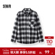 森馬（Semir）[商場(chǎng)同款]長(cháng)袖襯衫男純棉法蘭絨格子外套2025秋冬新款經(jīng)典百搭 黑色調00499 M
