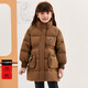 MiniPeace【太陽(yáng)系列】太平鳥(niǎo)女童羽絨服中長(cháng)款冬裝甜美小熊 咖啡色 140 cm