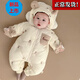 G.duck初生嬰兒秋冬季衣服新生兒冬裝棉衣外出抱衣加厚連帽棉襖連體哈衣 白色【你好小熊加厚連體衣】-有運費險 73cm
