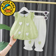 G.duck女童套裝夏裝2025新款洋氣嬰兒短袖兒童韓系小童裝一歲女寶寶衣服 綠色 80 建議75-85cm9-12月cm