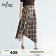 伊芙麗（eifini）蔣欣代言不規則格紋設計A字半裙2025秋季新款通勤休閑裙子 秋染褐 M 100-110斤