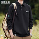 馬克華菲（MARK FAIRWHALE）衛衣男士春秋季美式休閑長(cháng)袖T恤男裝上衣polo衫外套男 黑色 3XL