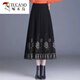 啄木鳥(niǎo)（TUCANO）新款半身裙女秋冬民族風(fēng)a字裙高腰彈力顯瘦中長(cháng)款針織毛線(xiàn)大擺裙 黑灰色 5XL 150-155斤
