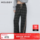 moussy 新品學(xué)院風(fēng)側縫雙條紋格紋休閑褲女028IS930-2281 165花紋灰色 M 00002/M