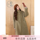 紫涵（ZIHAN）紫涵長(cháng)款牛角扣雙面羊毛呢大衣女2024年冬季新款寬松保暖過(guò)膝外套 冬梨綠 L