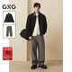 GXG男裝 25年秋季新品廓形行政麂皮夾克斜紋寬松牛仔褲通勤套裝 單上裝黑色 M