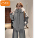 棉致大毛領(lǐng)連帽棉服女冬季新款毛呢保暖立領(lǐng)短款棉衣羽棉襖絨服外套 1240麻灰色【高品質(zhì)】 L 110-125斤