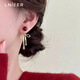 Lnieer999銀針紅豆蝴蝶結耳釘流蘇耳環(huán)女高級感本命年2026馬年新年耳飾 紅豆蝴蝶結耳釘【999銀針】