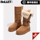 百麗踏高筒灰色雪地靴女2025冬季新款厚底加絨加厚中長(cháng)筒雪地棉靴子棉鞋 駝色 38 (240mm) 【標準尺碼】