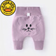 G.duck嬰兒純棉春秋大PP褲子男女寶寶高腰護肚褲幼兒屁屁褲透氣秋冬長(cháng)褲 紫色米老鼠春秋款 90 cm