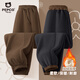 小豬班納（PEPCO）兒童加絨褲子秋冬新款男女童保暖長(cháng)褲燈芯絨束腳運動(dòng)褲 卡其 150