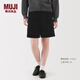 MUJI女式 木棉混 燈芯絨 裙褲 褲子女款 短褲女裝 BE1XZA5A 黑色 M (160/66A)