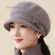 途尊中老年人帽子女秋冬季媽媽保暖鴨舌貝雷帽加絨老人奶奶針織帽 香芋色-只有帽子 均碼 【可調節】