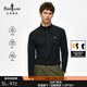 比音勒芬【防曬吸濕速干云朵T】春秋款男士新年時(shí)尚休閑工裝風(fēng)立領(lǐng)長(cháng)袖T恤 07黑色 L （105）