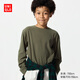 優(yōu)衣庫童裝男童女童搖粒絨圓領(lǐng)T恤長(cháng)袖抓絨481213 56 橄欖色 160