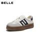 百麗（Belle）跑道板栗德訓鞋女鞋26春新款商場(chǎng)增高厚底休閑板鞋E9Z1DAM6預售 米色/灰 39