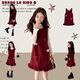 女童冬季高級感裙子蝴蝶結背心裙毛呢裙巨好看冬裝連衣裙新年衣服 兩件套【撒銀毛呢裙+白色毛衣內搭】 150