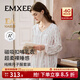 嫚熙（EMXEE）秋冬哺乳衣外出純棉孕婦自帶胸墊睡衣月子服產(chǎn)后家居服 【可拆胸墊+磁吸扣開(kāi)合】粉霧花境 L