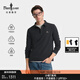 比音勒芬【小領(lǐng)T】春秋款男女款休閑商務(wù)通勤上衣長(cháng)袖翻領(lǐng)POLO衫不易變形 07曜石黑-男 L （105）
