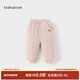 babylove寶寶夾棉長(cháng)褲冬季綿羊毛外出保暖束腳褲兒童百搭休閑褲子 薄霧粉 90