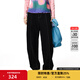 幻走（MOVEUP）2025秋季新款.FUN系列純棉松緊腰繡花章仔休閑直筒褲女 夜黑 M