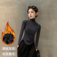優(yōu)琪俏2025新款秋冬雙面加絨暗夜灰高領(lǐng)長(cháng)袖打底衫女不規則內搭保暖上衣 暗夜灰色（高領(lǐng)德絨面料） M