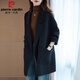 皮爾卡丹（pierre cardin）2025秋冬新品黑色雙面絨大衣女中長(cháng)款寬松顯瘦羊毛呢外套韓版顯瘦 黑色 L (126-160斤)