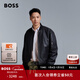 雨果博斯BOSS男士品牌標識袖袋寬松版型皮夾克 001-黑色 XL (52)