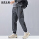 馬克華菲（MARK FAIRWHALE）休閑褲男士冬季潮牌束腳工裝褲子男哈倫褲男褲長(cháng)褲 深灰色 3XL