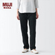 MUJI 女式 牛仔 直筒褲（股下77cm）女款牛仔褲子 純棉全棉 黑色BEA27A3A 25inch 165/62A