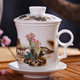 玉蝶茶杯陶瓷過(guò)濾泡茶杯景德鎮蓋杯青花瓷辦公會(huì )議杯 青山紅樹(shù)