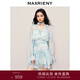 MAXRIENY浪漫度假連衣裙暈染印花仙女森系氣質(zhì)裙子 藍花 S 01/34