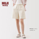 MUJI女式 毛圈 中褲女士褲子短褲25年女裝運動(dòng)衛褲休閑褲BB2U1A5A 米白色 L （165/70A）