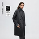 朗姿純羊毛立領(lǐng)廓形修身長(cháng)款毛呢外套通勤ol呢子大衣冬季新款 深灰色 M